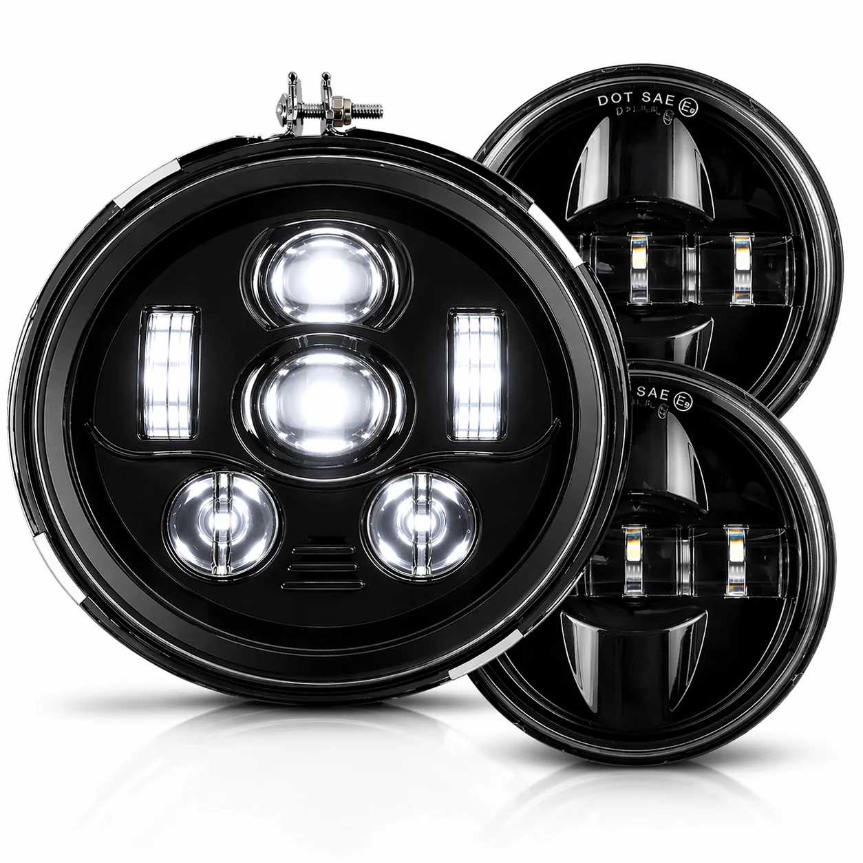 Eagle Lights 1997-2003 Honda Valkyrie Round Projection LED 7" Headlight and 4.5" Passing Lights