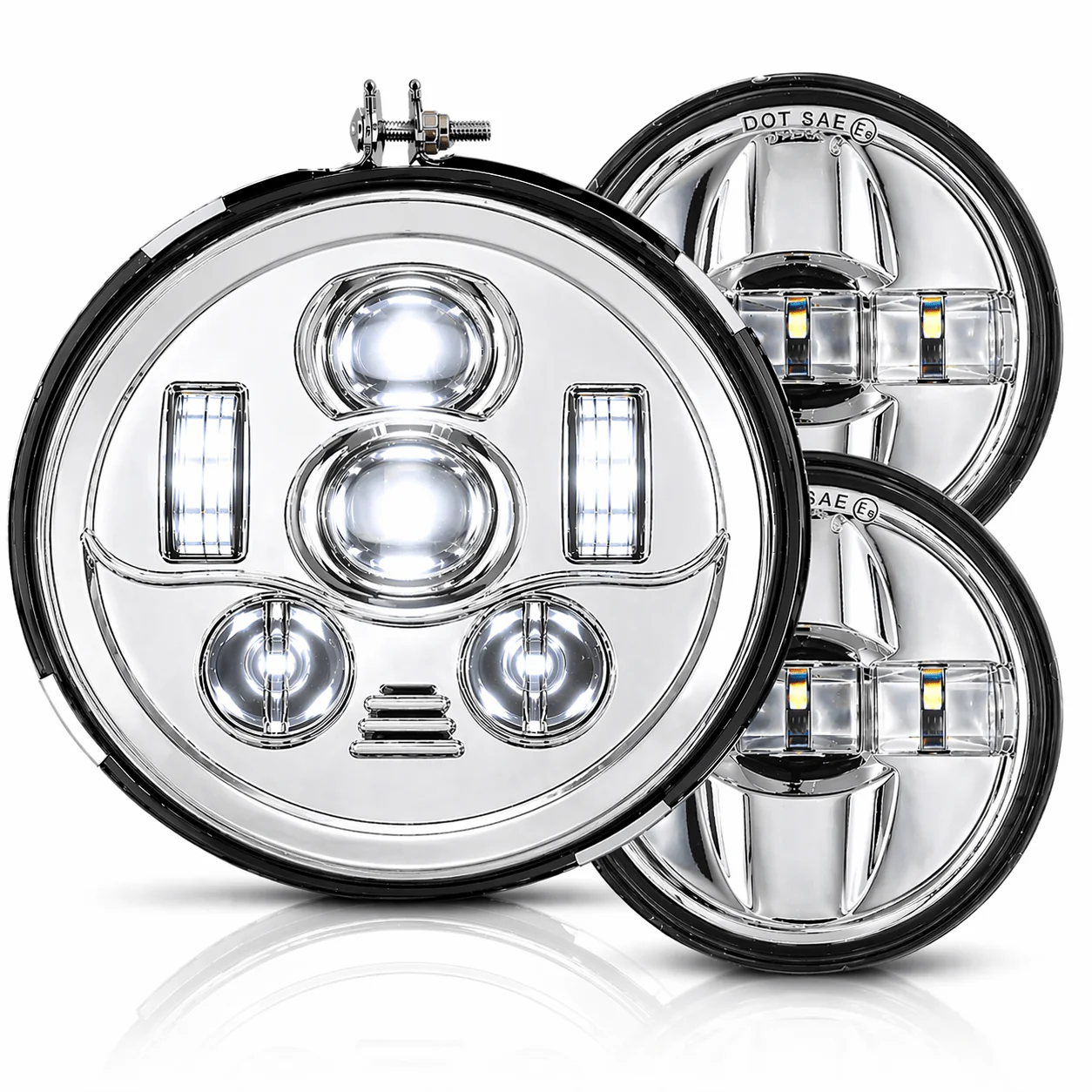 Eagle Lights 1997-2003 Honda Valkyrie Round Projection LED 7" Headlight and 4.5" Passing Lights - Image 3