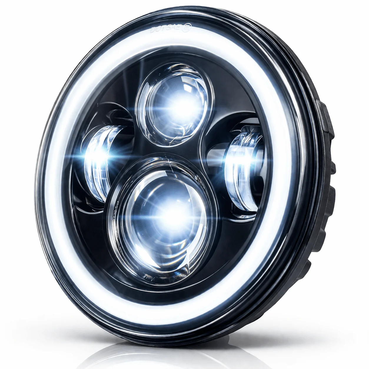 Eagle Lights 7" LED Headlight with LED Halo Ring for Harley-Davidson® and Indian® Motorcycles - Generation I /  Generation I / Black Kit - Image 5