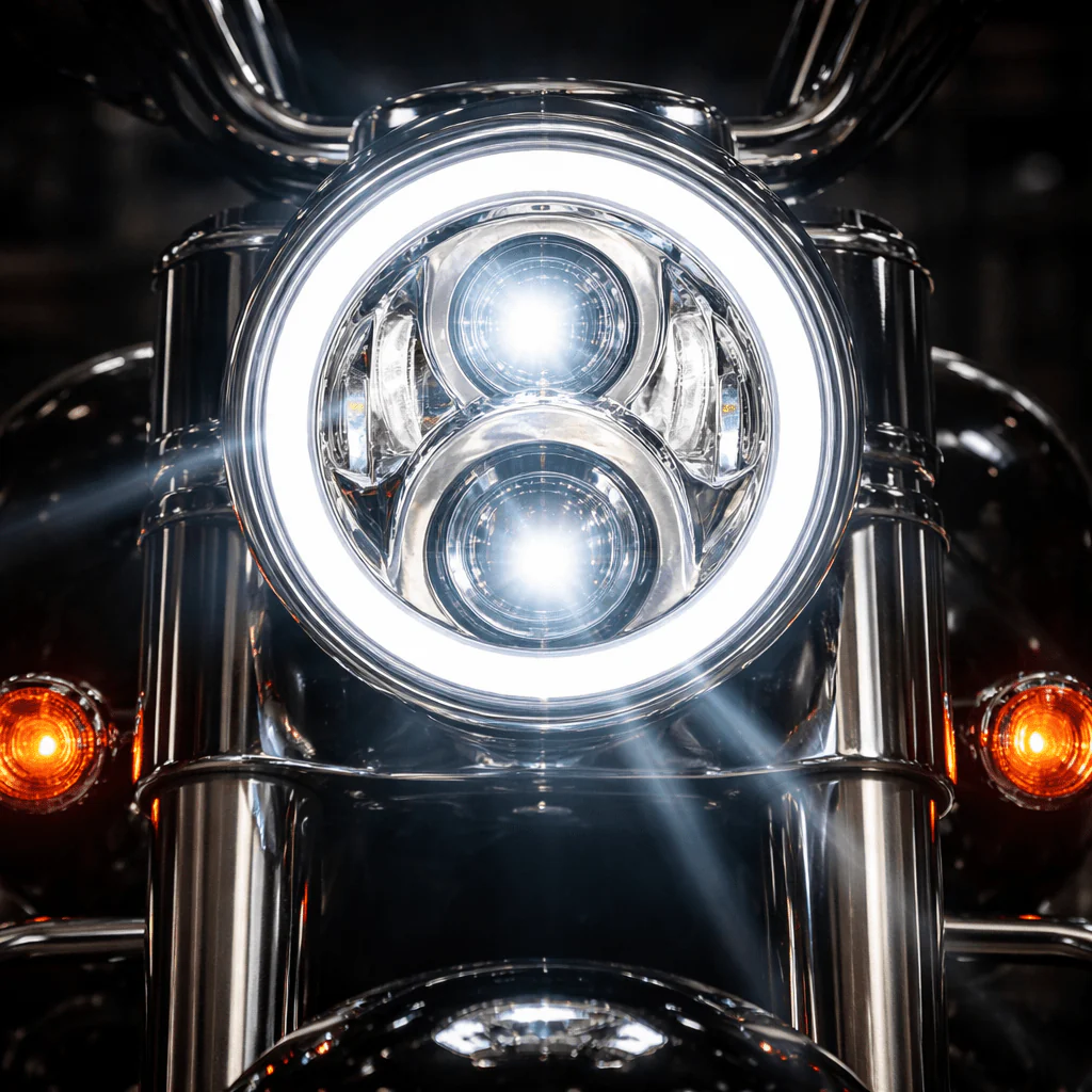 Eagle Lights 7" LED Headlight with LED Halo Ring for Harley-Davidson® and Indian® Motorcycles - Generation II / Chrome Kit - Image 3