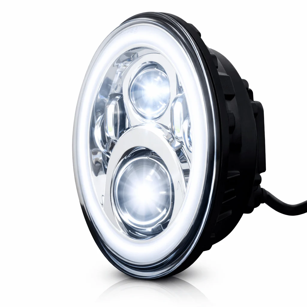 Eagle Lights 7" LED Headlight with LED Halo Ring for Harley-Davidson® and Indian® Motorcycles - Generation II / Chrome Kit - Image 5