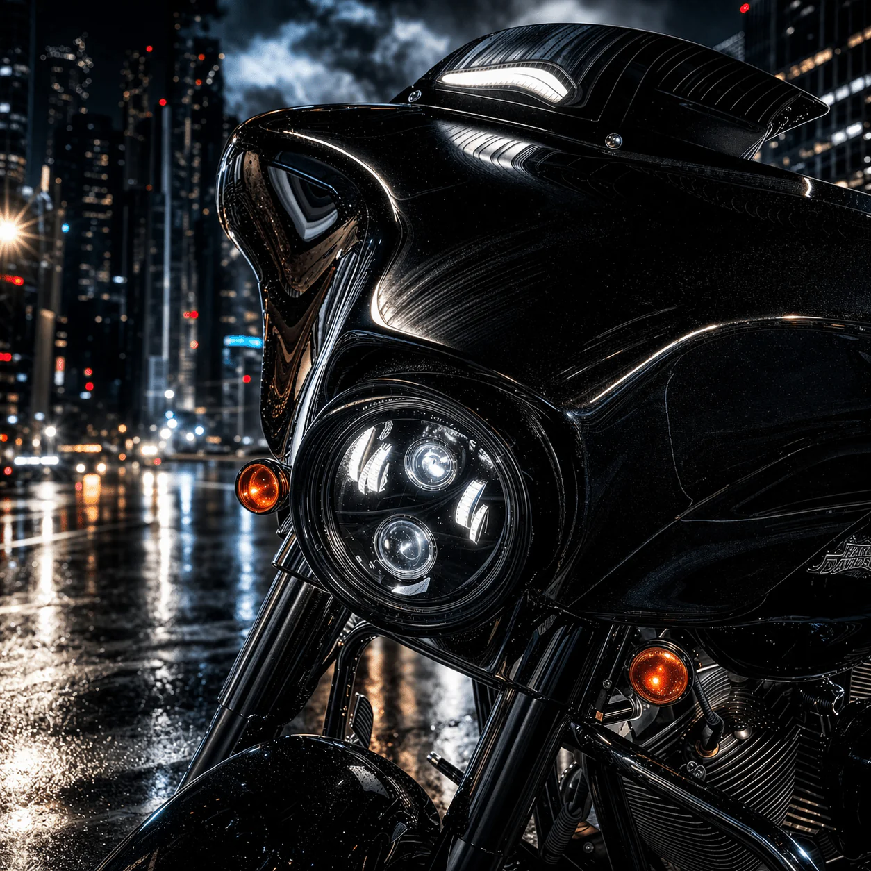 Eagle Lights 7" LED Headlight for Harley-Davidson® and Indian® Motorcycles - Black / Generation II - Image 4