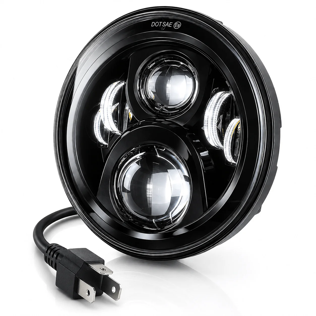 Eagle Lights 7" LED Headlight for Harley-Davidson® and Indian® Motorcycles - Black / Generation II - Image 5