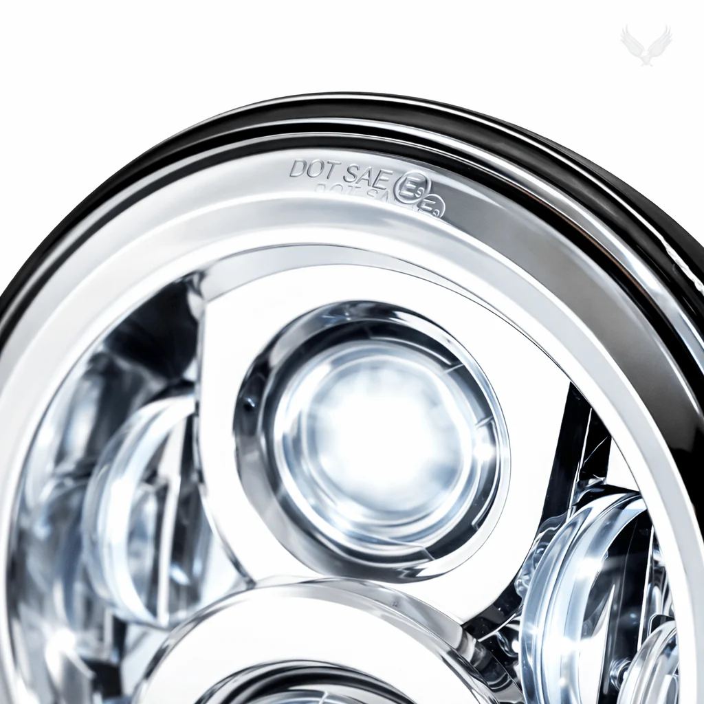 Eagle Lights 7" LED Headlight For Harley-Davidson® and Indian® Motorcycles - Chrome / Generation II - Image 6