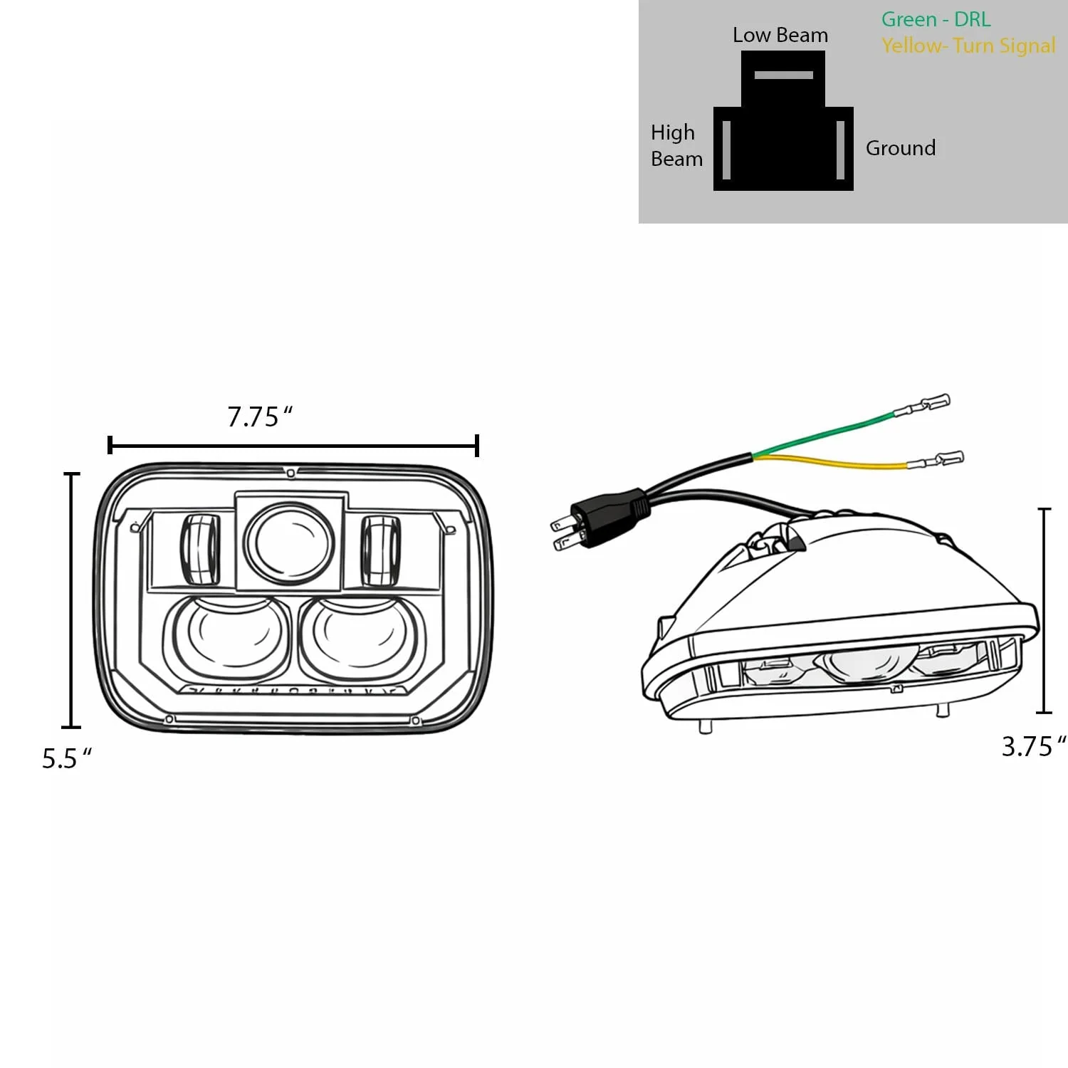 Eagle Lights ArcLine 5x7 LED Headlight Pair for Chevrolet, GMC, Ford Trucks and Vans - Replaces H6054 - Image 7