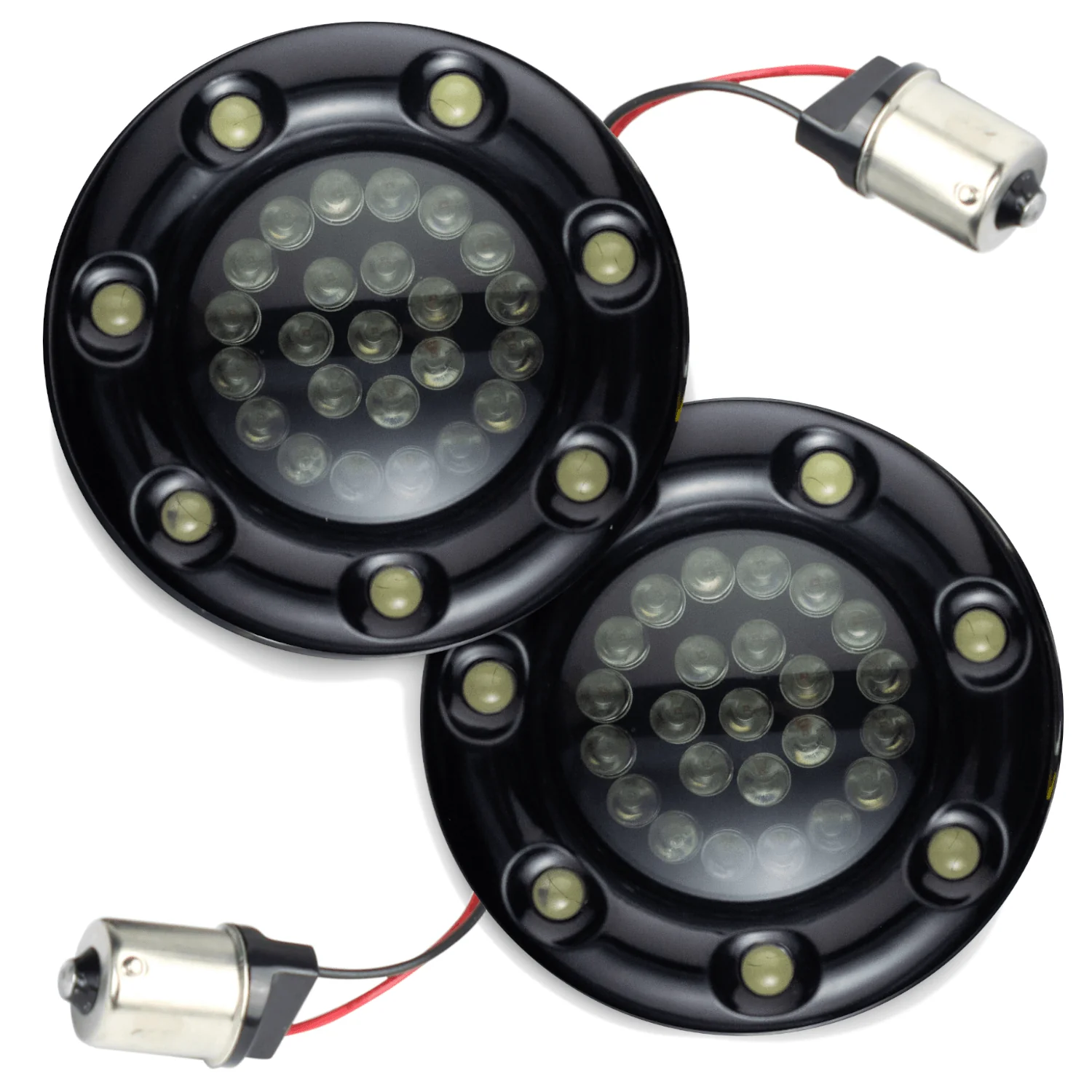 Eagle Lights Infinity Beam 2” Rear LED Turn Signals with LED Ring Covers for Harley-Davidson® - Rear 1156 / Red LEDs - Image 3