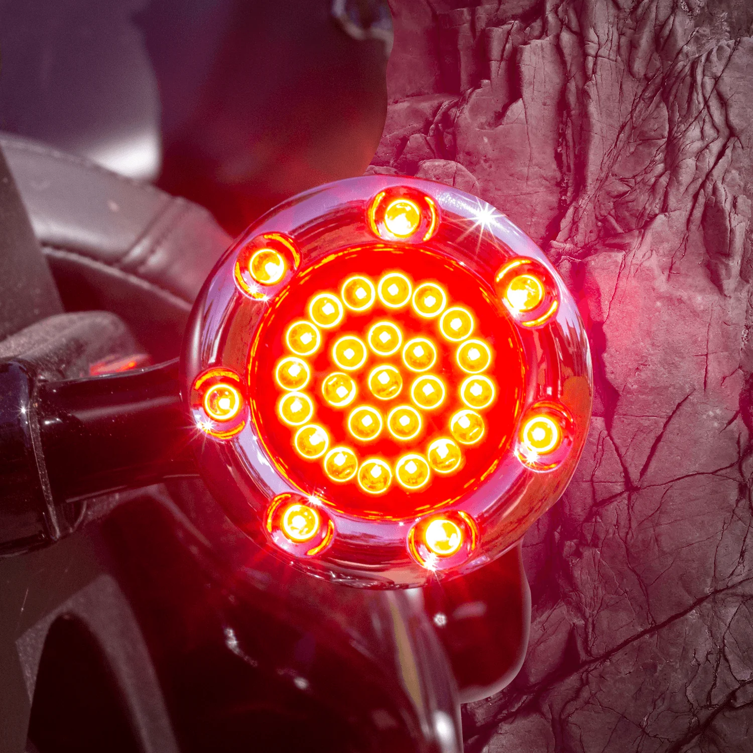 Eagle Lights Infinity Beam 2” Rear LED Turn Signals with LED Ring Covers for Harley-Davidson® - Rear 1156 / Red LEDs - Image 5