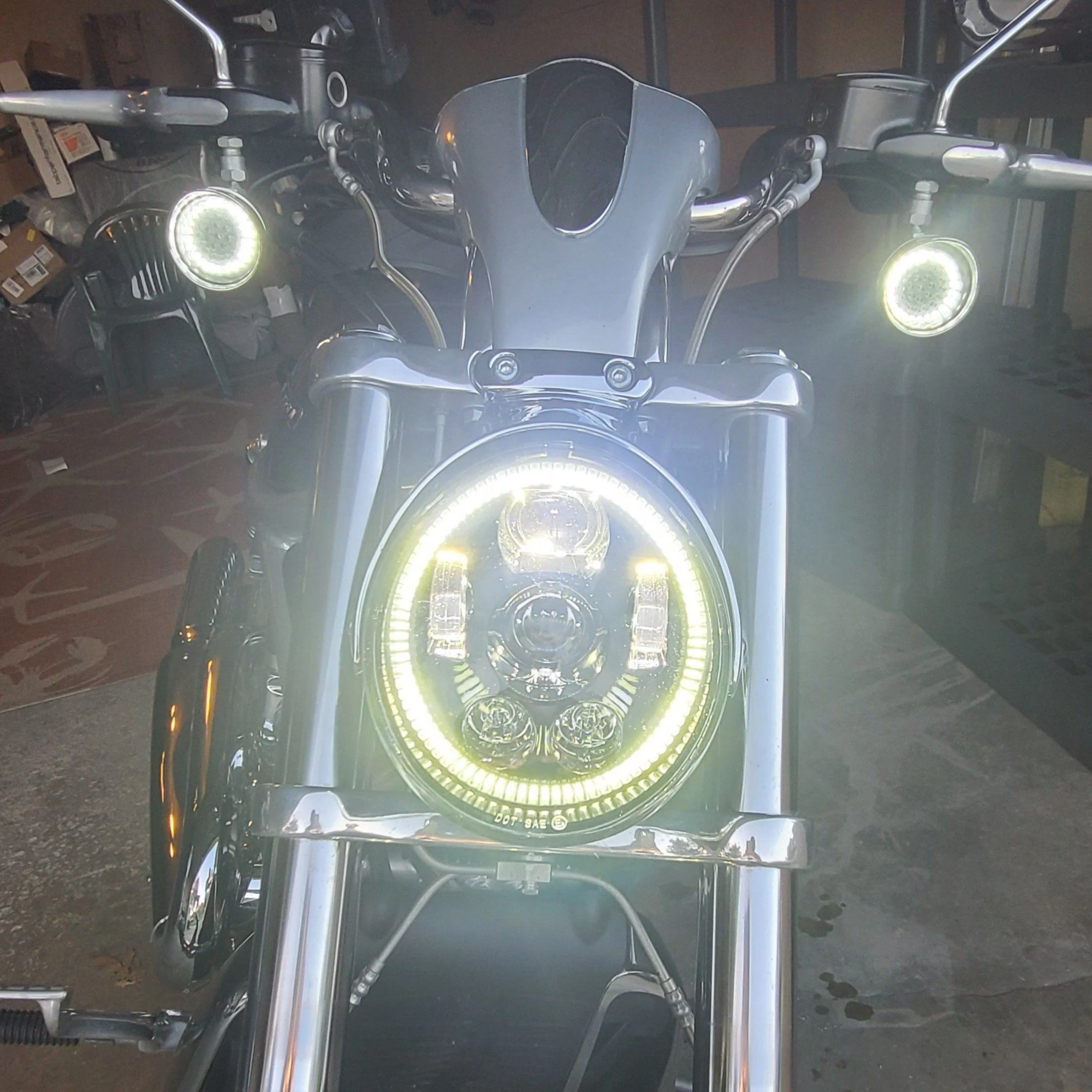 Eagle Lights V-Rod / Street Rod LED Projection Headlight with Halo Ring - Image 5