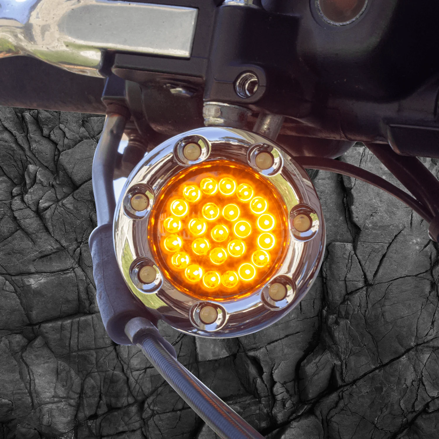 Eagle Lights 2” Infinity Beam Front LED Turn Signals with Integrated Trim Rings and White Halo Running Lights for Harley-Davidson® Motorcycles - Image 9