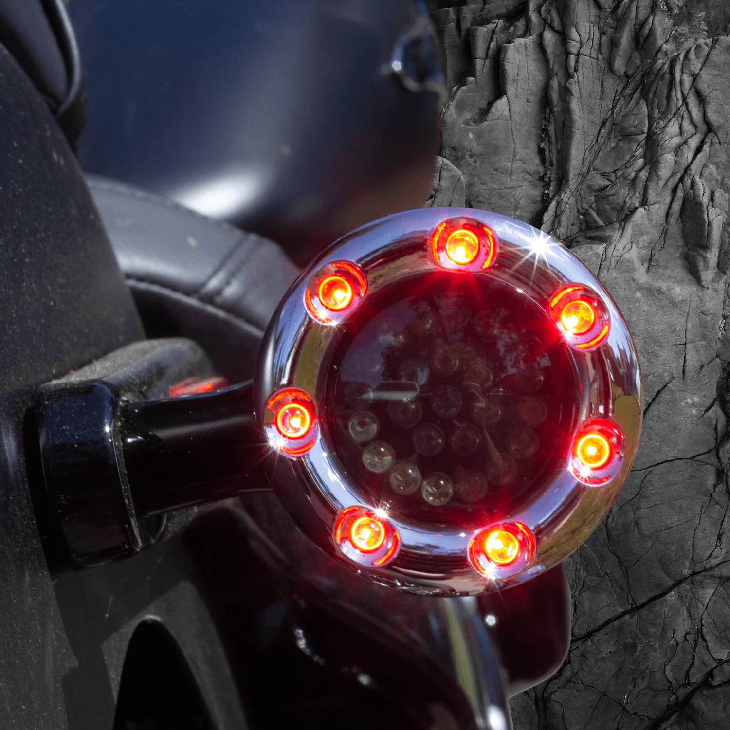 Eagle Lights Infinity Beam 2” Rear LED Turn Signals w/ Running and Brake Lights LED Ring Covers for Harley-Davidson® - Rear 1157 / Red LEDs - Image 12