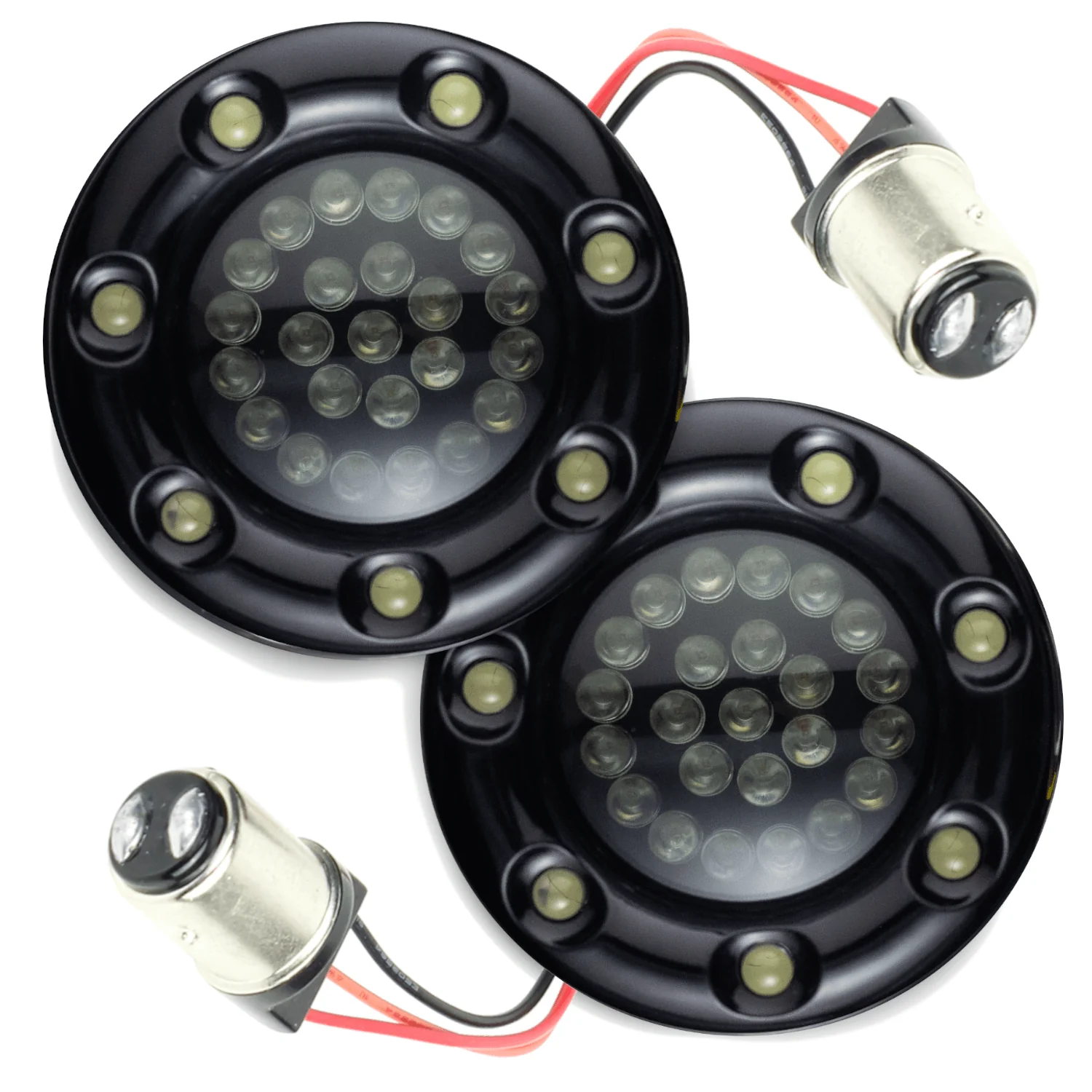 Eagle Lights Infinity Beam 2” Rear LED Turn Signals w/ Running and Brake Lights LED Ring Covers for Harley-Davidson® - Rear 1157 / Red LEDs - Image 3