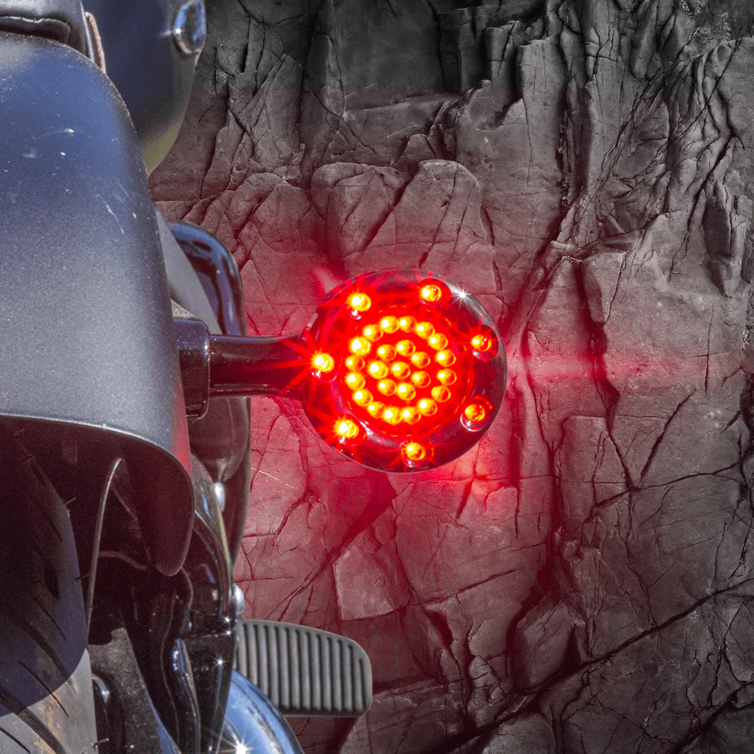 Eagle Lights Infinity Beam 2” Rear LED Turn Signals w/ Running and Brake Lights LED Ring Covers for Harley-Davidson® - Rear 1157 / Red LEDs - Image 6