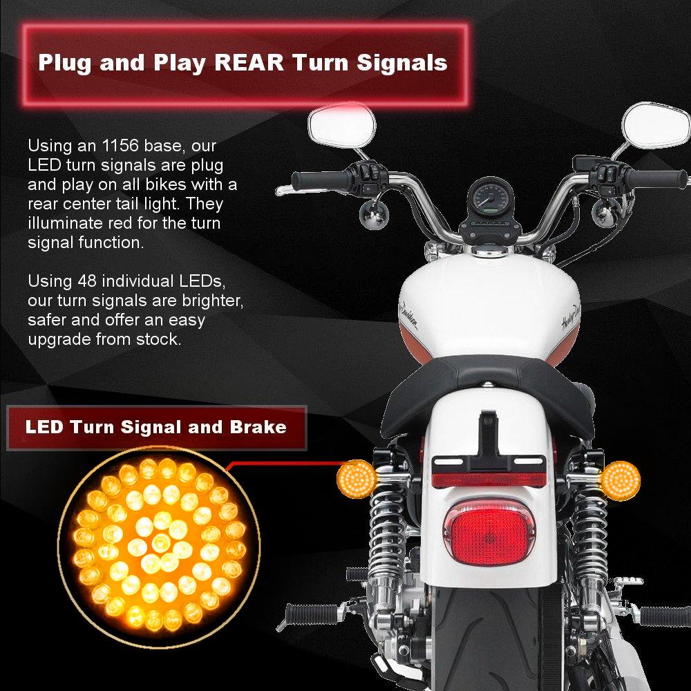 Eagle Lights 2" Rear LED Turn Signals for Harley-Davidson® Motorcycles- Generation I / 1156 Base / Amber - Image 4