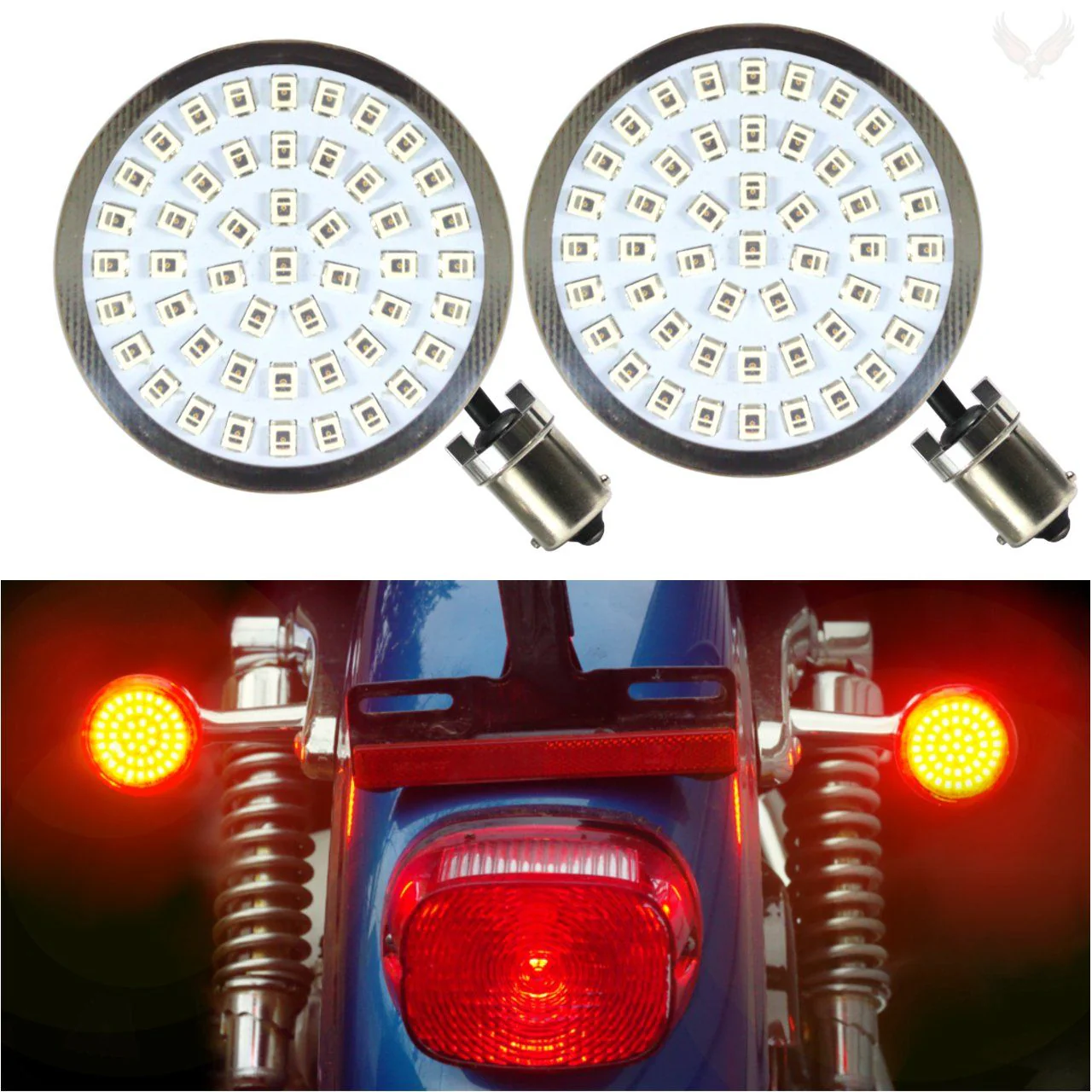 Eagle Lights 2" Generation II Front and Rear LED Turn Signals Kit for Harley-Davidson® Motorcycles- Front 1157 / Rear 1156 / Rear LEDs Red - Image 9
