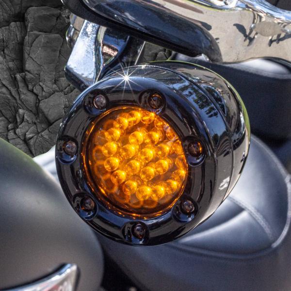 Eagle Lights 2” Infinity Beam Front and Rear (1157) LED Turn Signal Kit w/ Running LED Light Ring Covers for Harley-Davidson® Motorcycles - Image 8