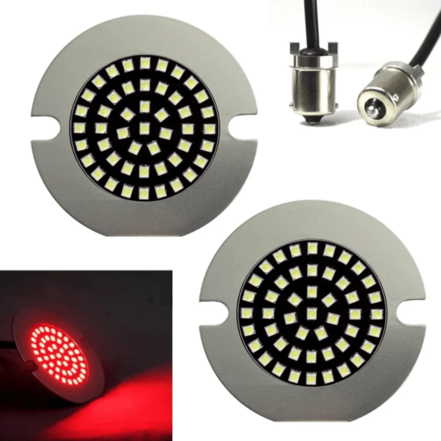 Eagle Lights Midnight Edition 3 1/4" LED Rear Turn Signals For Harley-Davidson® Motorcycles - Flat Style / 1156 Base / Red