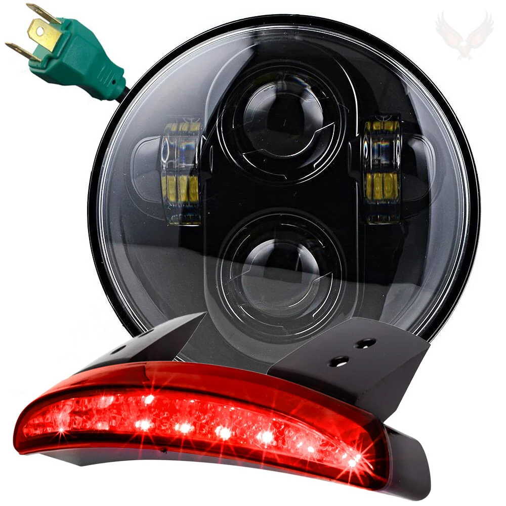 Eagle Lights 5-3/4" (5.75") Round Harley LED Headlight and Red LED Taillight Conversion / Upgrade Kit for Harley Sportster / Dyna - Image 14