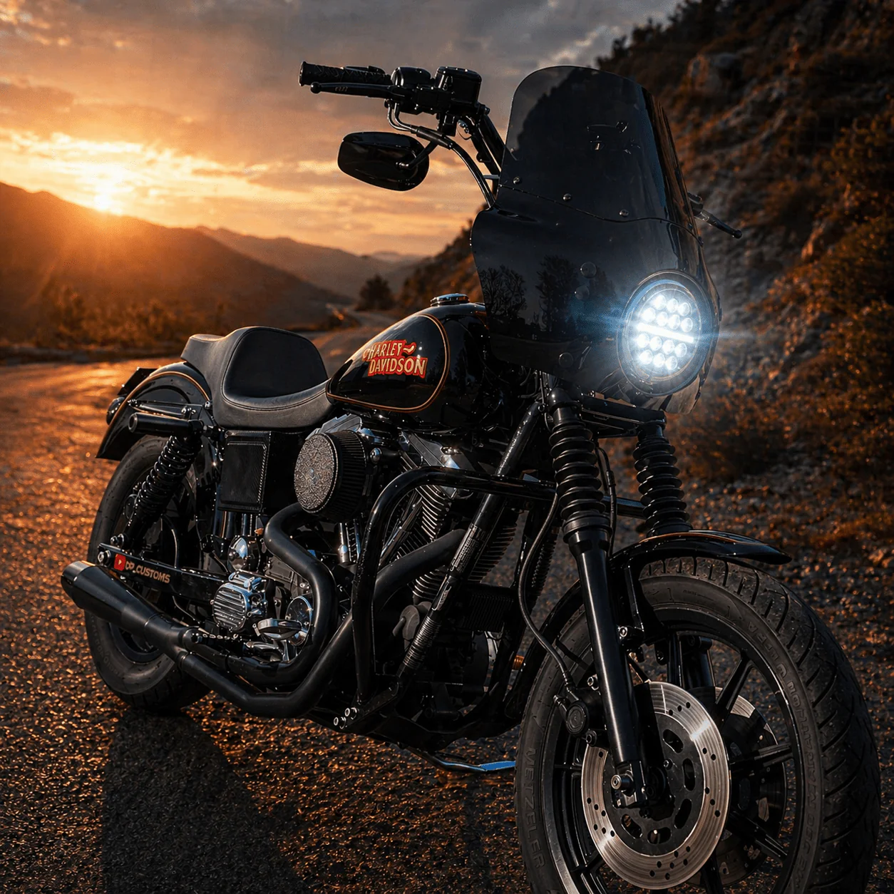 Eagle Lights 5 3/4" / 5.75" Slim Line Multi LED Projection Headlight - Black - Fits All 5 3/4" Harley-Davidson® and Indian® Headlight Buckets - Image 5