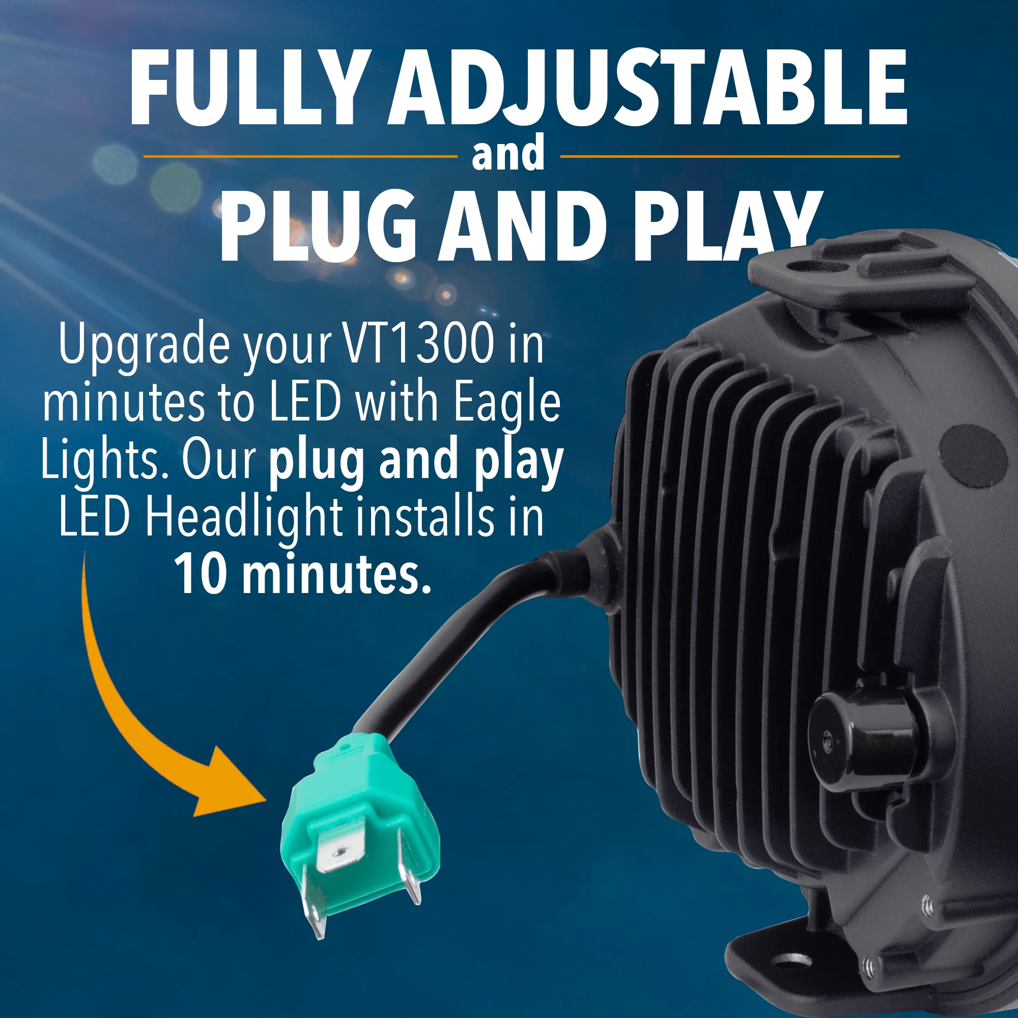 Eagle Lights 5 3/4" Adjustable LED Headlight for VT1300 and VTX Models - Image 3