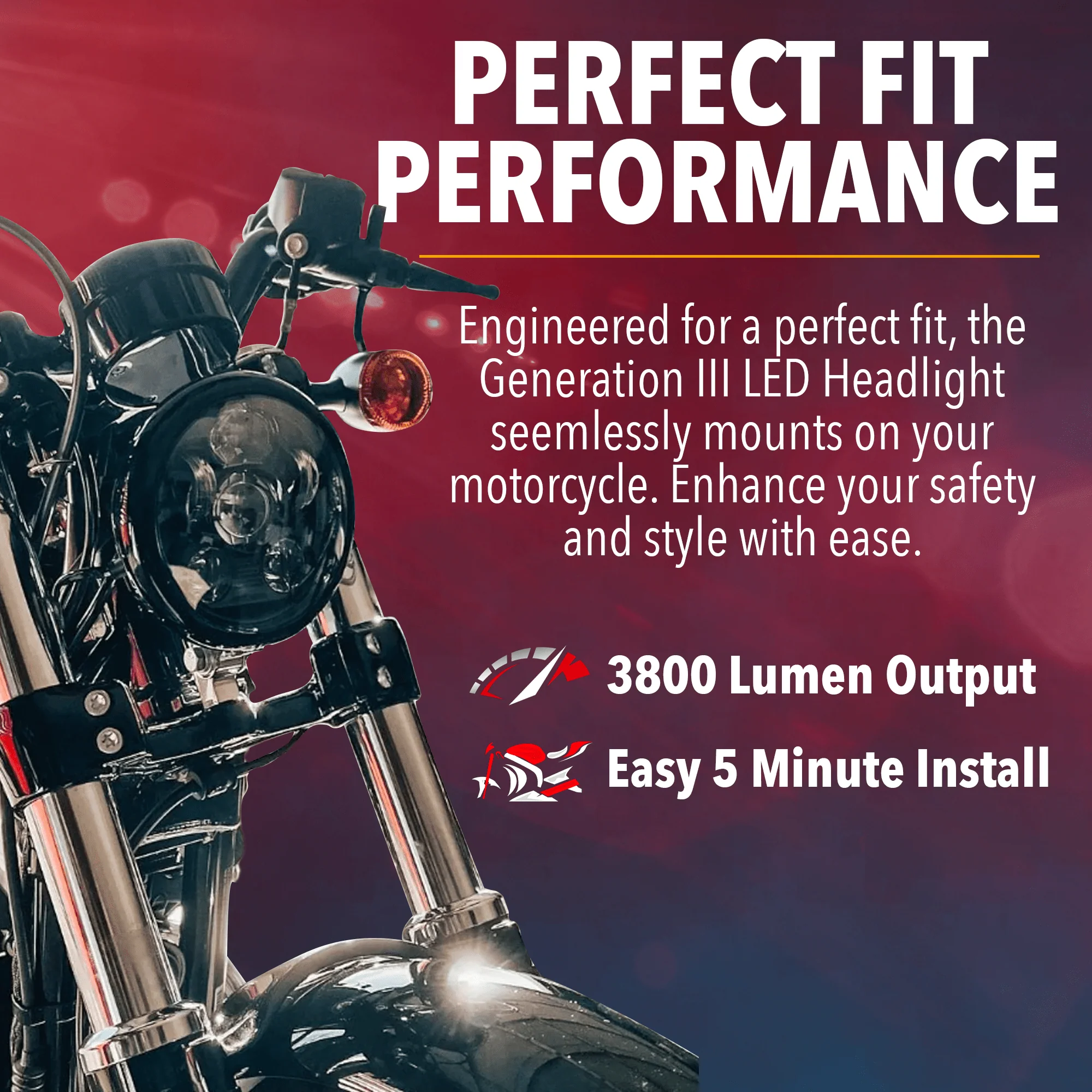 Eagle Lights 5 3/4" Generation III LED Headlight Kit for Harley-Davidson® Low Rider ST Models with Adapter Bracket - Image 8