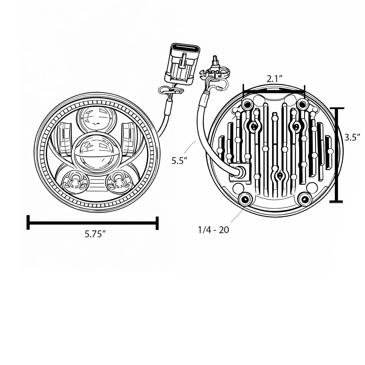 Eagle Lights 5 3/4" LED Headlight Kit with Halo Ring for 2018 - 2026 Harley-Davidson® Softail Low Rider / Street Bob / Standard Models - Chrome - Image 7