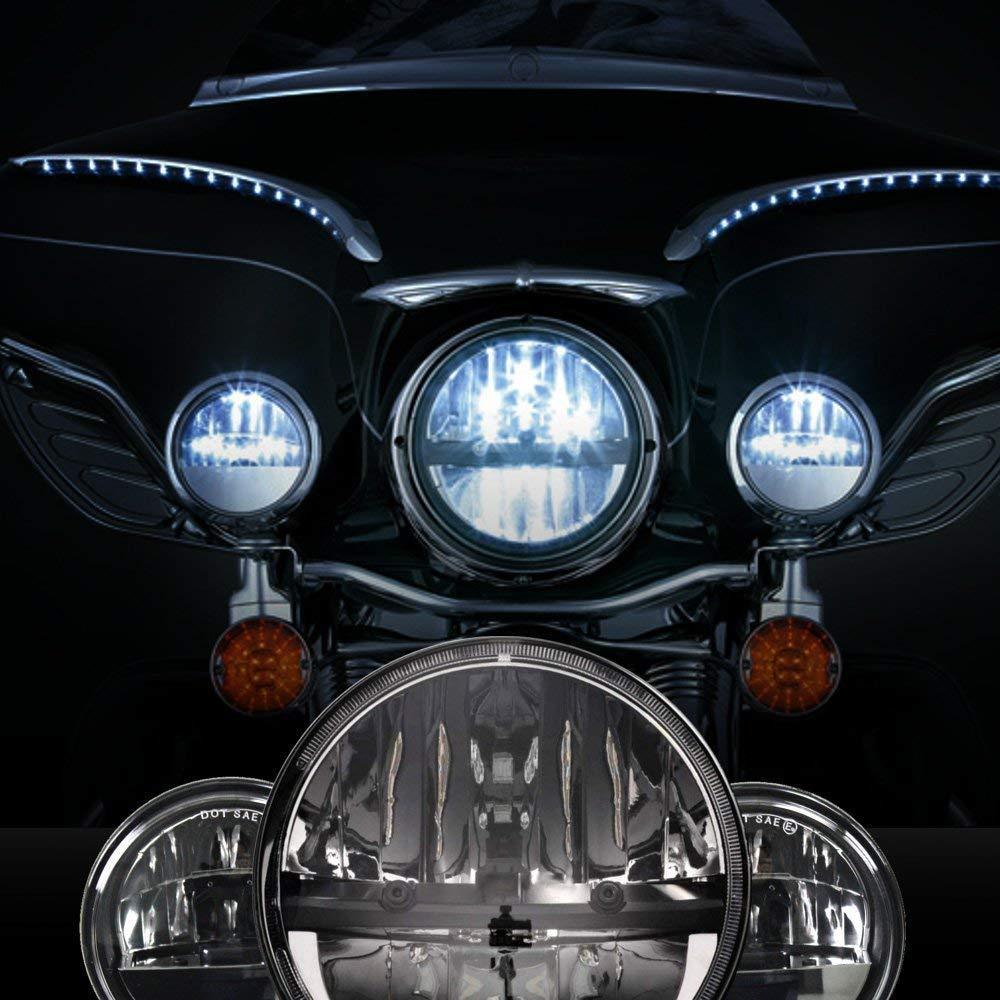 Eagle Lights Complex Reflector Series 7" Round LED Headlight with LED Passing Lights for Harley-Davidson® - Image 6