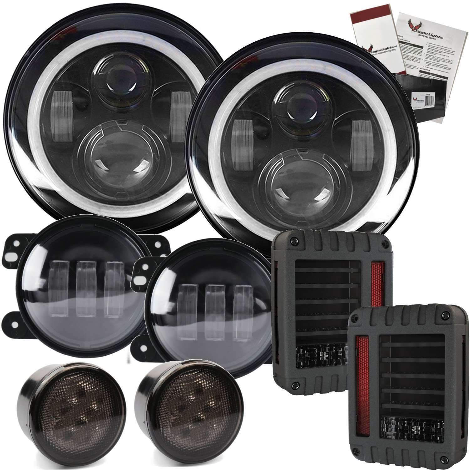 Eagle Lights 7" LED Headlight Kit for Jeeps with White LED Halo Rings - Double Pack - Image 10