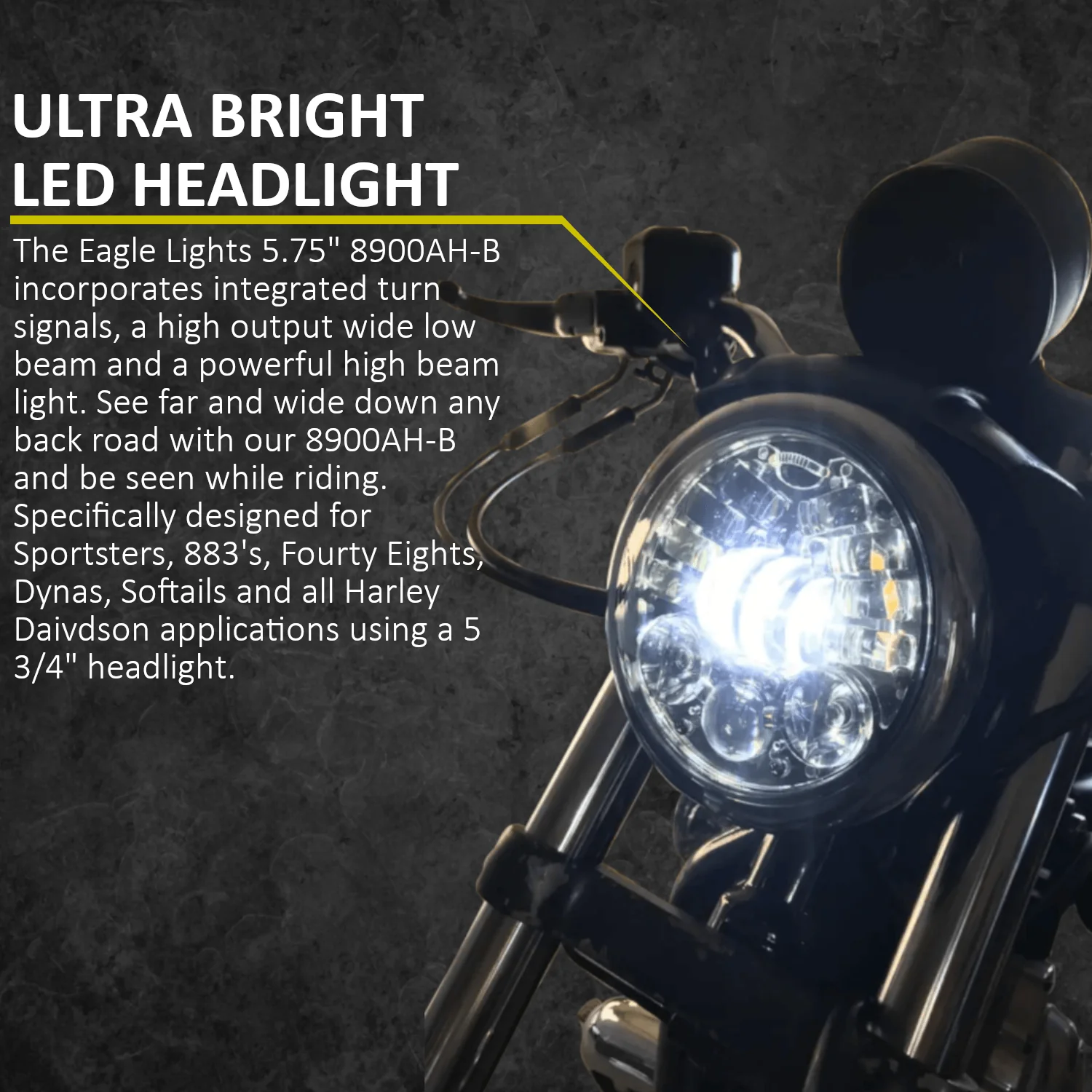 Eagle Lights 7" LED Projector Headlight with Integrated Turn Signals for Harley Davidson 7'' LED Projection Head Lamp - Image 3