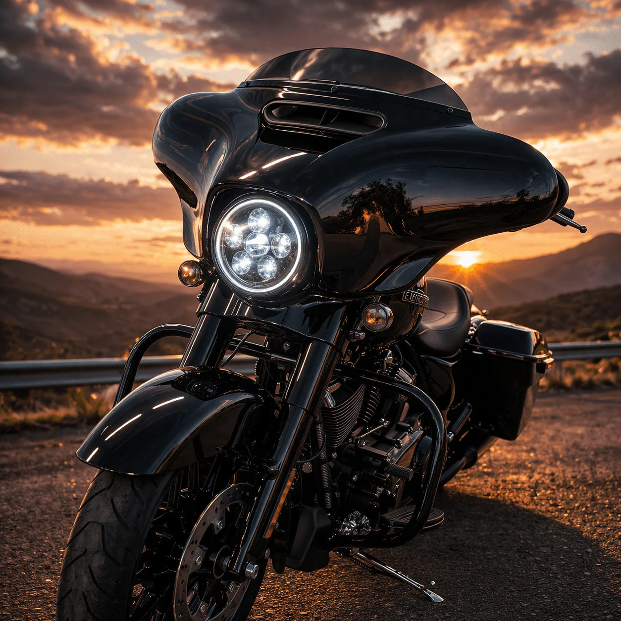 Eagle Lights 7" LED Headlight Kit for Harley-Davidson® and Indian® Motorcycles - Generation III / Black - Image 4