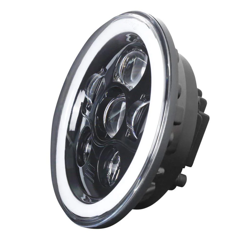 Eagle Lights 7" Round LED Projection Headlight Generation III- Black - Halo Ring - Jeep Wrangler - Image 5