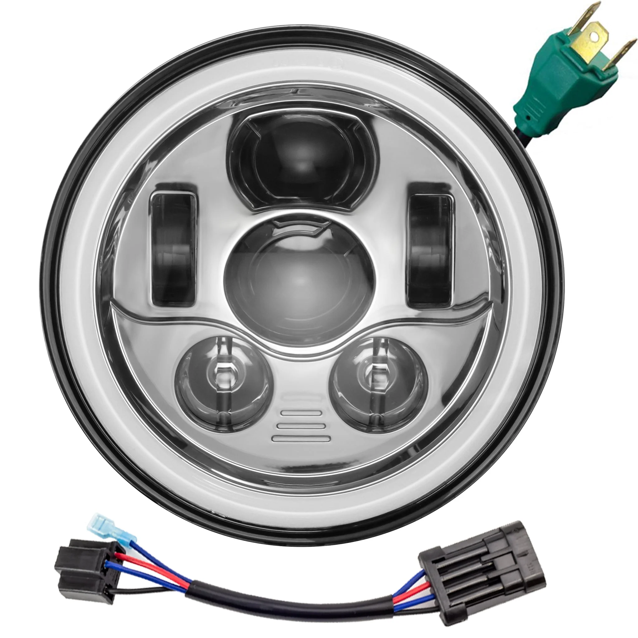 Eagle Lights 7" LED Headlight Kit with Halo Ring for Harley-Davidson® and Indian® Motorcycles - Generation III / Chrome - Image 12