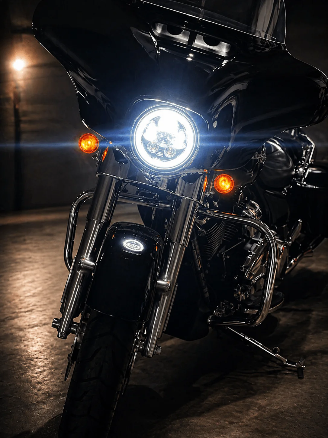 Eagle Lights 7" LED Headlight Kit with Halo Ring for Harley-Davidson® and Indian® Motorcycles - Generation III / Chrome - Image 3