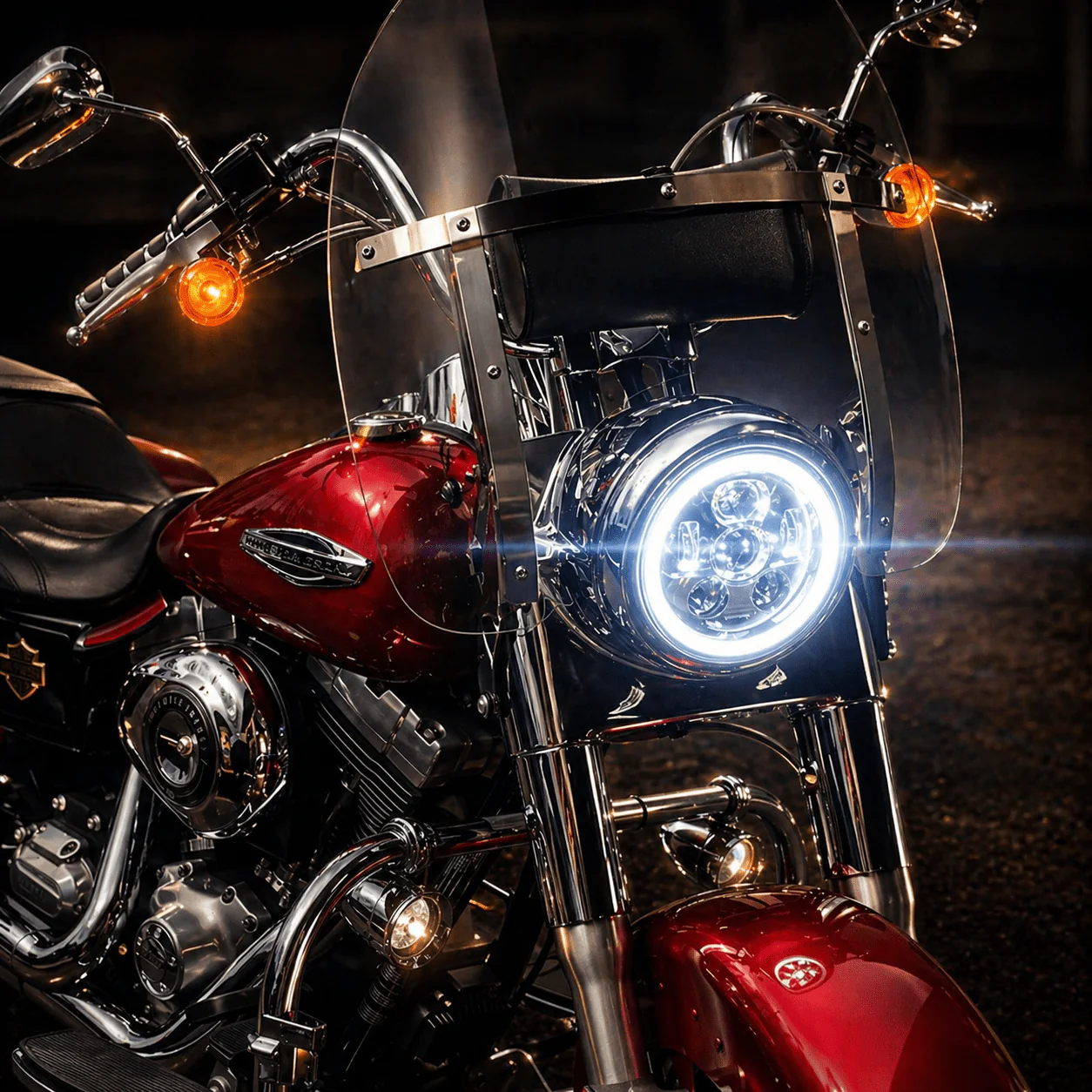 Eagle Lights 7" LED Headlight Kit with Halo Ring for Harley-Davidson® and Indian® Motorcycles - Generation III / Chrome - Image 4