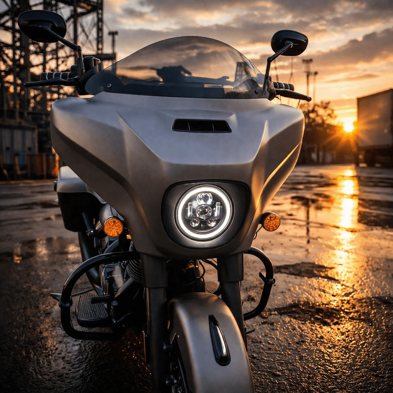 Eagle Lights 7" LED Headlight Kit with Halo Ring for Harley-Davidson® and Indian® Motorcycles - Generation III / Black - Image 5
