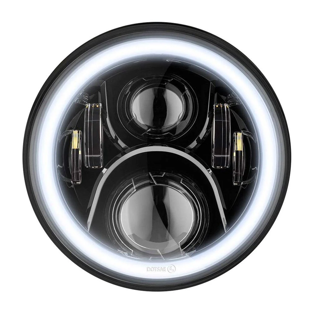 Eagle Lights 7" Round LED Projection Headlight Generation II- Black - Halo Ring - Jeep Wrangler - Image 3