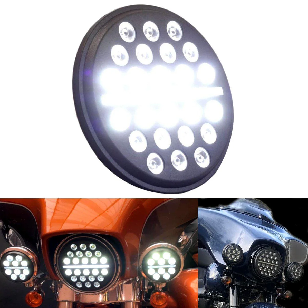 Eagle Lights 7" SLIM LINE Multi LED Projection Headlight - Black - Fits All 7" Harley-Davidson® and Indian® Headlight Buckets - Image 19