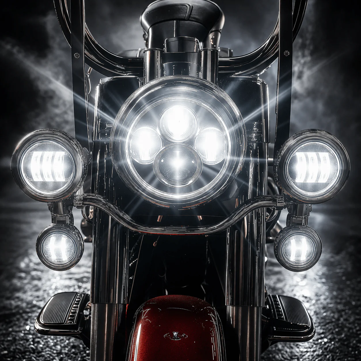 Eagle Lights 7" LED Headlight and 4.5" LED Passing Light Kit for Harley-Davidson® and Indian® Motorcycles - Generation I / Chrome - Image 5