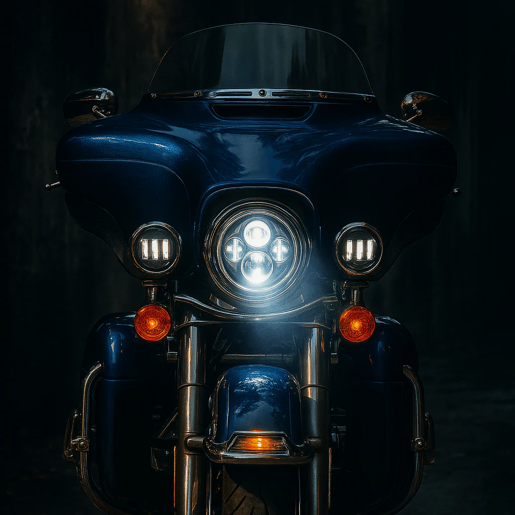 Eagle Lights 7" LED Headlight and 4.5" LED Passing Light Kit for Harley-Davidson® and Indian® Motorcycles - Generation I / Chrome - Image 7