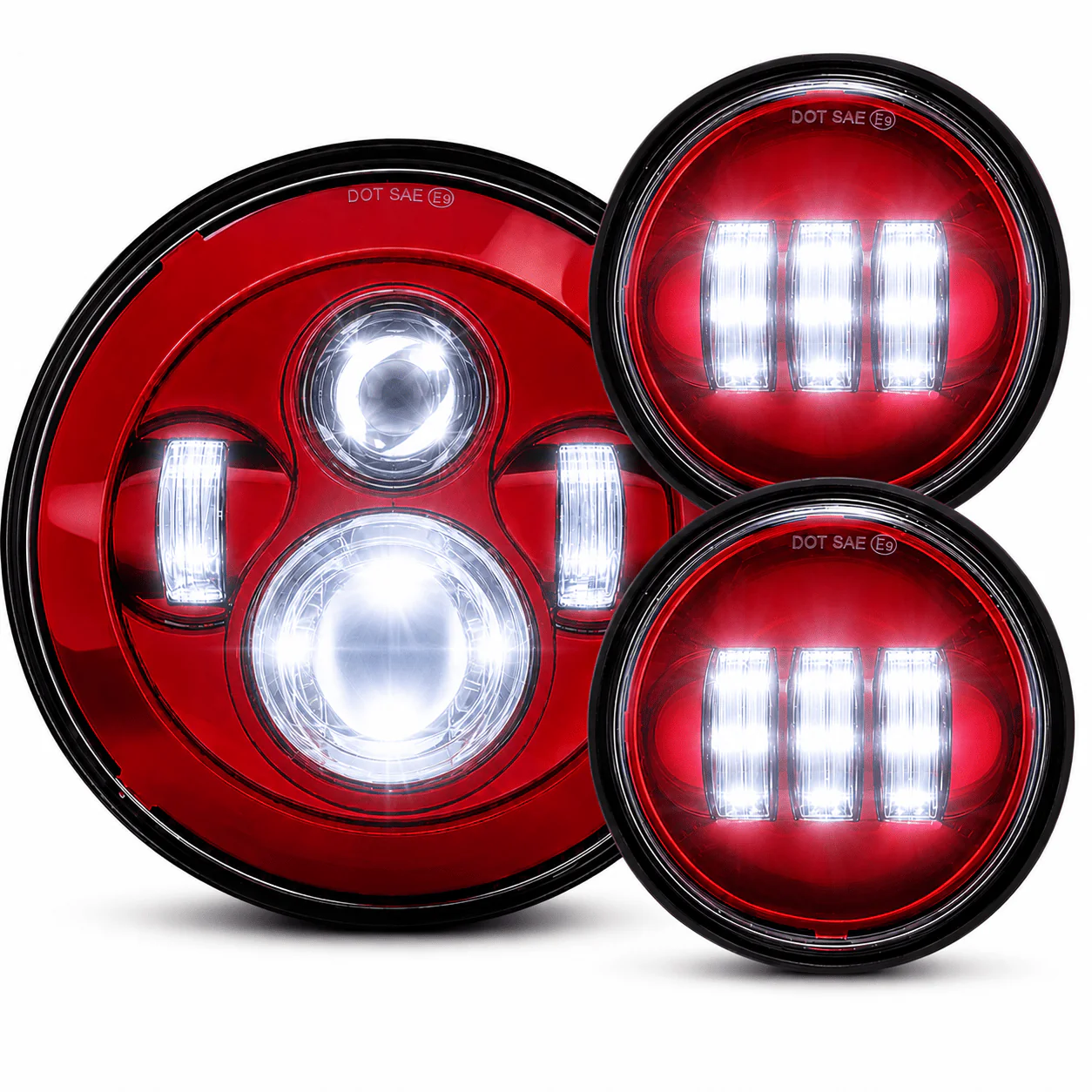 Eagle Lights 7" LED Headlight and 4.5" LED Passing Light Kit for Harley-Davidson® and Indian® Motorcycles - Color Matched / Generation I - Image 3