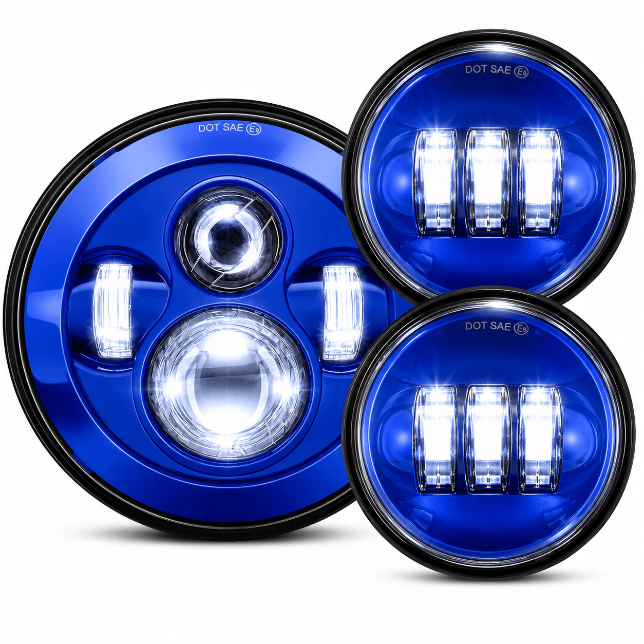 Eagle Lights 7" LED Headlight and 4.5" LED Passing Light Kit for Harley-Davidson® and Indian® Motorcycles - Color Matched / Generation I - Image 4