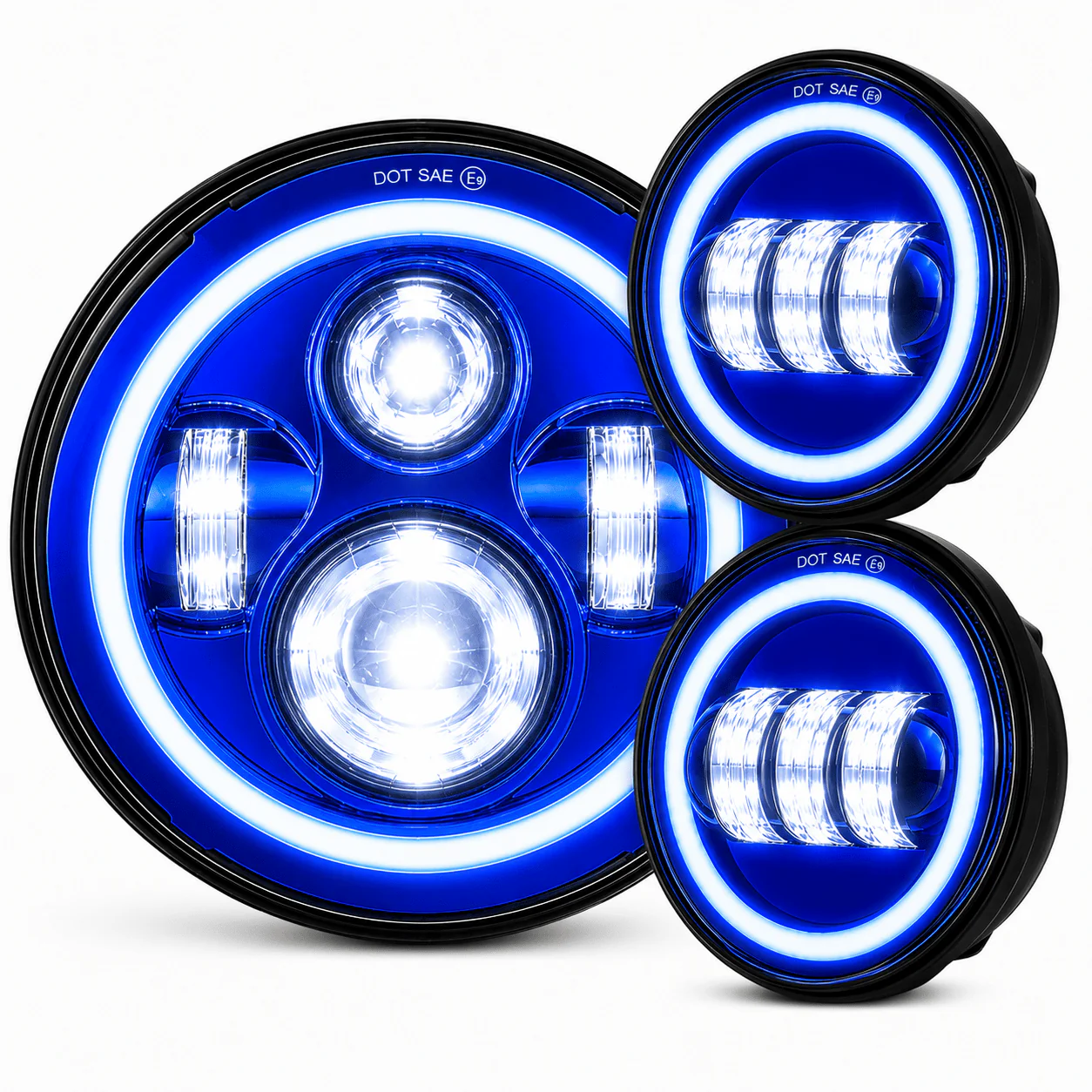 Eagle Lights 7" LED Headlight and 4.5" LED Passing Light Kit for Harley-Davidson® and Indian® Motorcycles - Color Matched / Generation I - Image 6