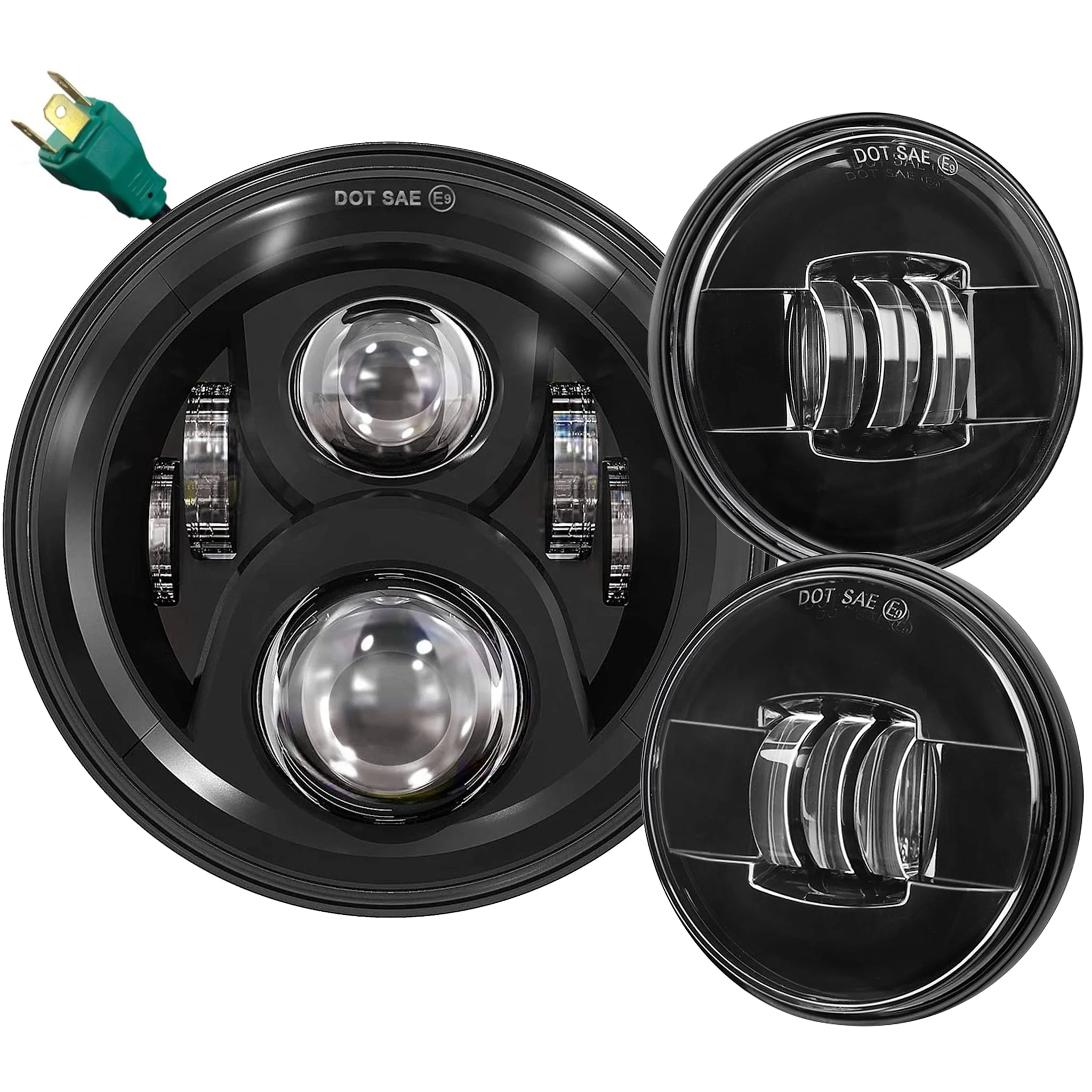 Eagle Lights 7" LED Headlight and 4.5" LED Passing Light Kit for Harley-Davidson® and Indian® - Generation II / Black - Image 19