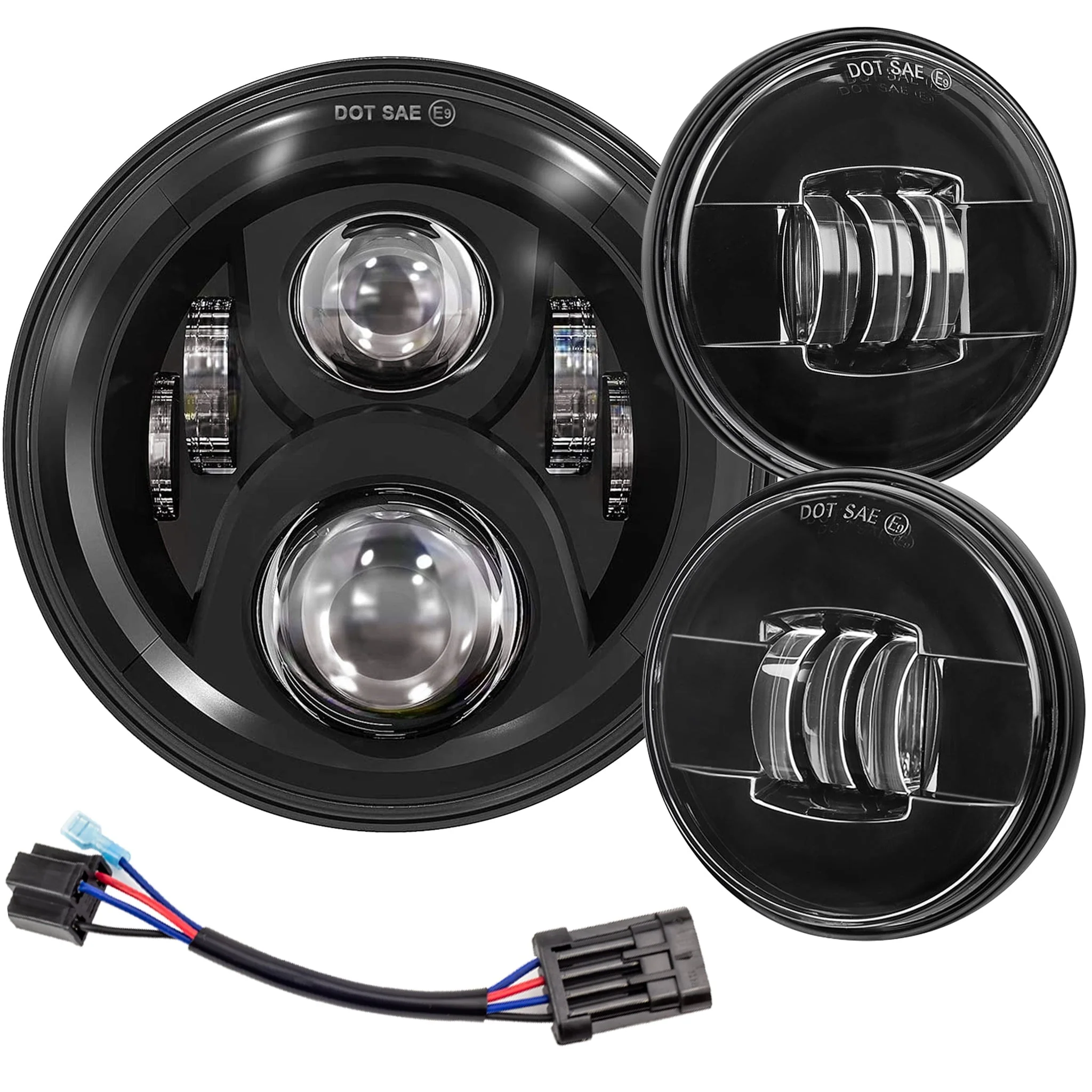 Eagle Lights 7" LED Headlight and 4.5" LED Passing Light Kit for Harley-Davidson® and Indian® - Generation II / Black - Image 20
