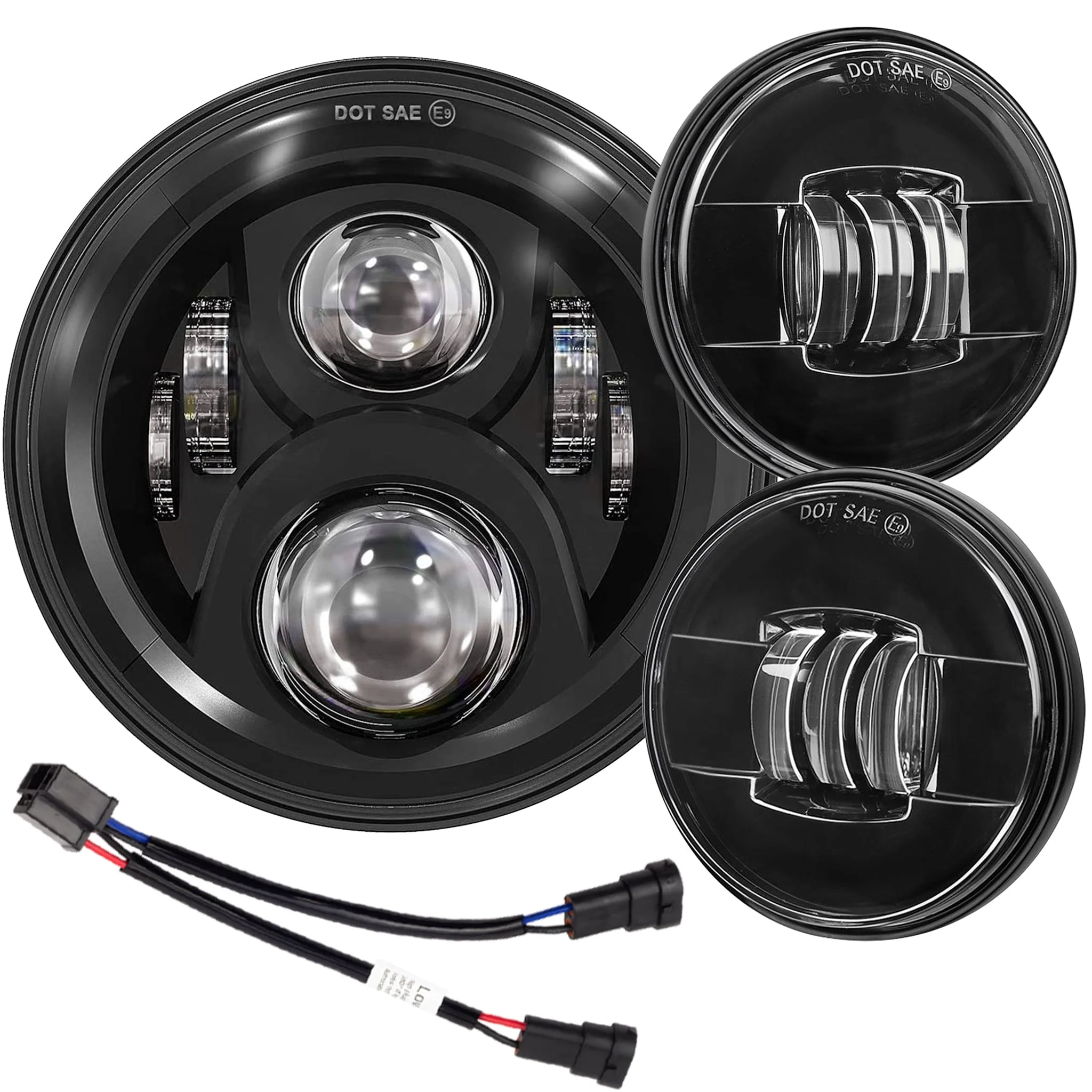 Eagle Lights 7" LED Headlight and 4.5" LED Passing Light Kit for Harley-Davidson® and Indian® - Generation II / Black - Image 21