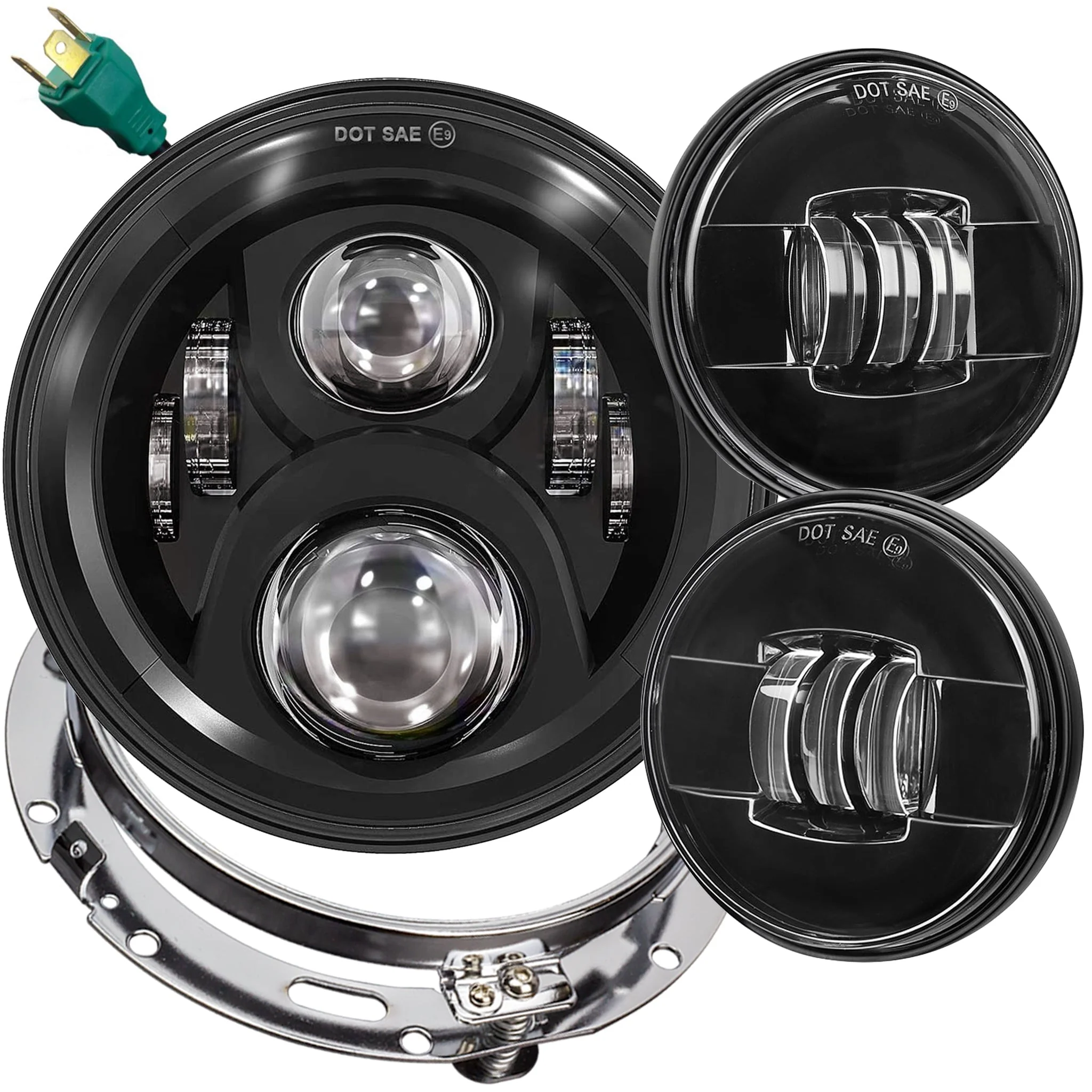 Eagle Lights 7" LED Headlight and 4.5" LED Passing Light Kit for Harley-Davidson® and Indian® - Generation II / Black - Image 22