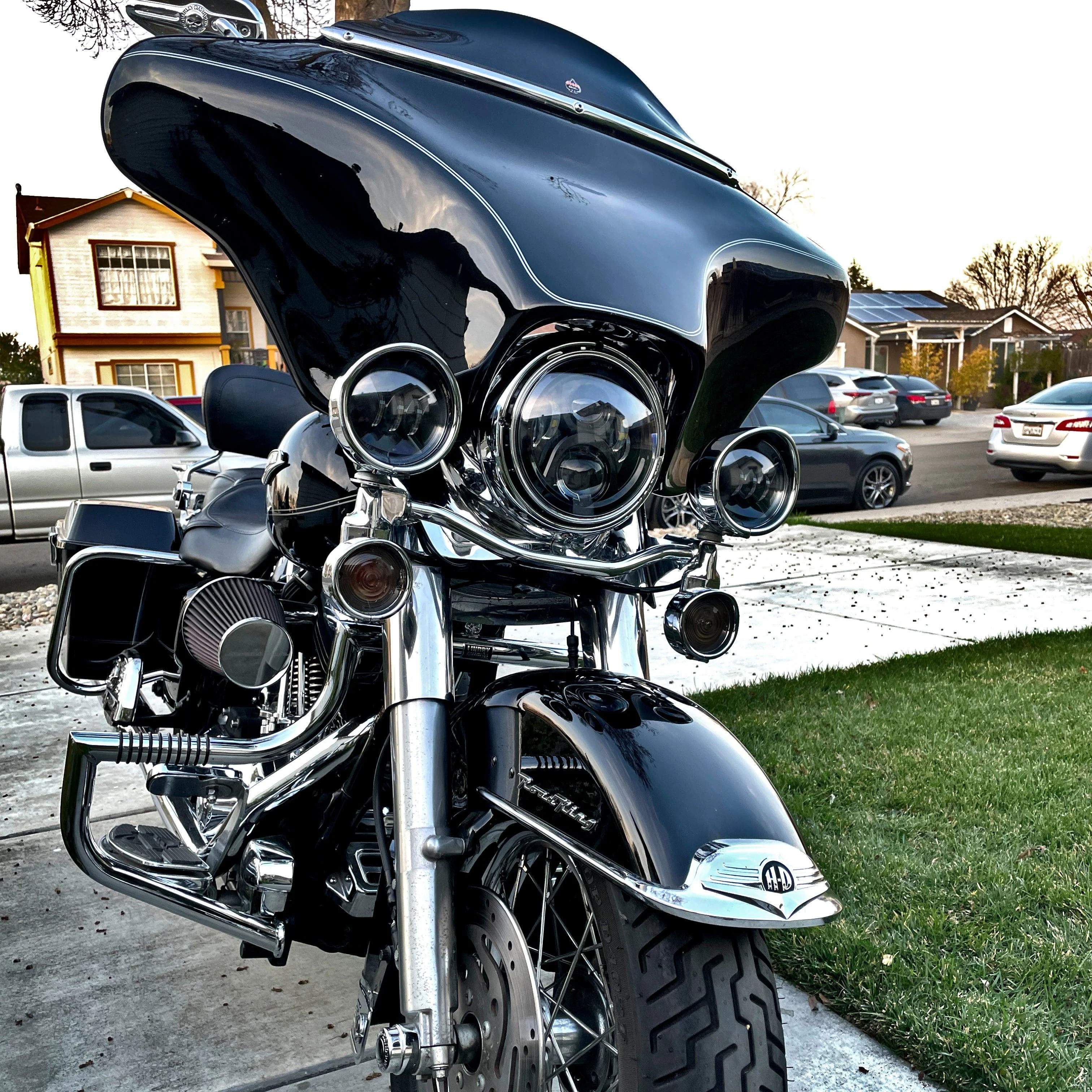 Eagle Lights 7" LED Headlight and 4.5" LED Passing Light Kit for Harley-Davidson® and Indian® - Generation II / Black - Image 3