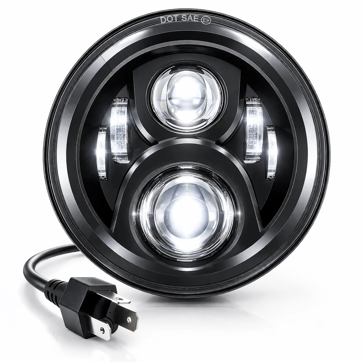 Eagle Lights 7" LED Headlight and 4.5" LED Passing Light Kit for Harley-Davidson® and Indian® - Generation II / Black - Image 6