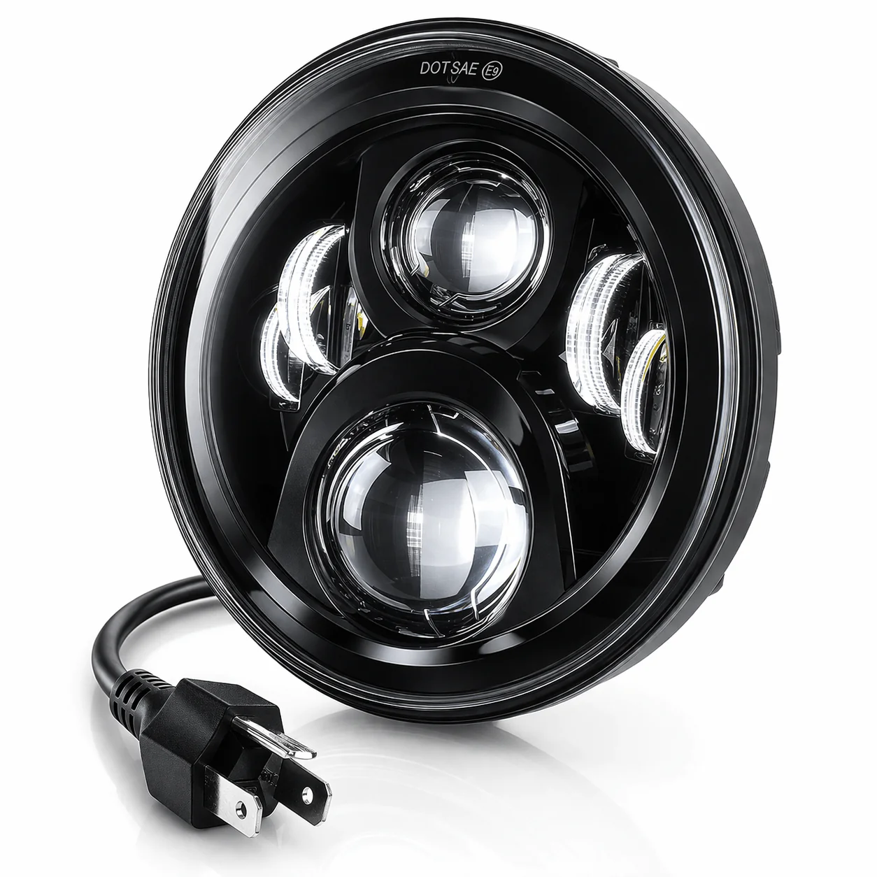 Eagle Lights 7" LED Headlight and 4.5" LED Passing Light Kit for Harley-Davidson® and Indian® - Generation II / Black - Image 7