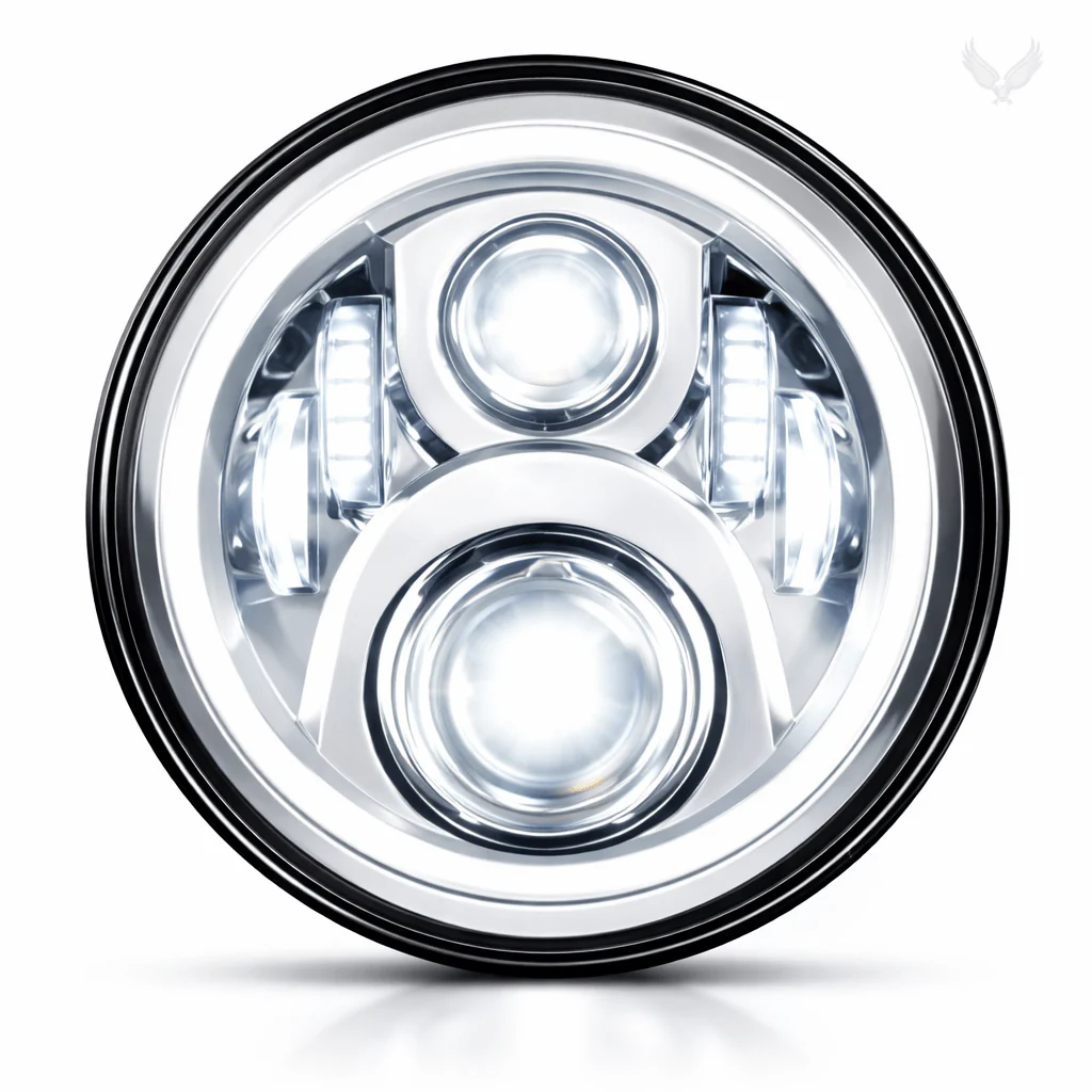 Eagle Lights 7" LED Headlight and 4.5" LED Passing Light Kit for Harley-Davidson® and Indian® Motorcycles - Generation II / Chrome - Image 5
