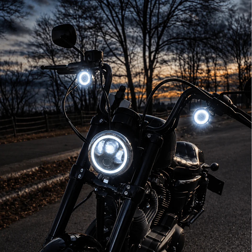 Eagle Lights 2” Front LED Turn Signal with Halo Running Light Kit for Harley-Davidson® - White Halo Ring / Amber Turn Signal / 1157 Base - Image 9